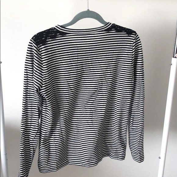 J. Crew Striped Top w/Lace Appliqué - Picture 2 of 6